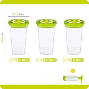 SNUGTOPIA Juice Vacuum Seal Cup, 3Pcs Portable Storage Drinking Containers for Juicing, Milk, Boba, Smoothie, Tea, Kombucha, Preserve Longer, leak Proof, Dishwasher Security - with Pump, ST06x3