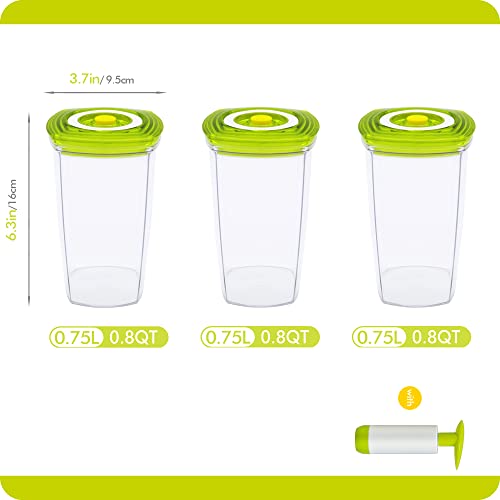 SNUGTOPIA Juice Vacuum Seal Cup, 3Pcs Portable Storage Drinking Containers for Juicing, Milk, Boba, Smoothie, Tea, Kombucha, Preserve Longer, leak Proof, Dishwasher Security - with Pump, ST06x3