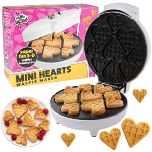 mini hearts waffle maker - make 9 heart shaped waffles or pancakes w electric nonstick waffler iron- unique breakfast for loved ones kids adults, fun gift, special holiday treat or for summer parties
