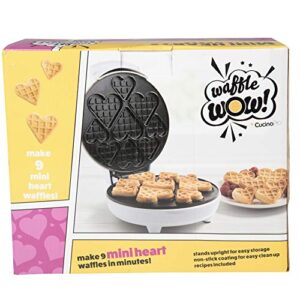 Mini Hearts Waffle Maker - Make 9 Heart Shaped Waffles or Pancakes w Electric Nonstick Waffler Iron- Unique Breakfast for Loved Ones Kids Adults, Fun Gift, Special Holiday Treat or for Summer Parties