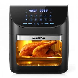 air fryer 12 qt large capacity 1700w oilless hot air fryers oven healthy cooker with 10 presets, visible cooking window, lcd touch screen, 6 dishwasher safe accessories