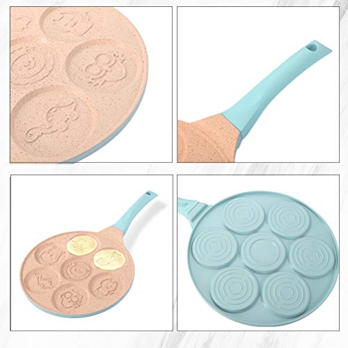 EJOYWAY Pancake Pan for Kids, Pancake Pan Nonstick, Mini Pancakes Maker, Pancake Griddle Crepe Maker Animal Pancake Mold Nonstick Pancakes with 7 Unique Cute Animal,Blue