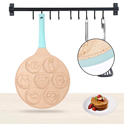 EJOYWAY Pancake Pan for Kids, Pancake Pan Nonstick, Mini Pancakes Maker, Pancake Griddle Crepe Maker Animal Pancake Mold Nonstick Pancakes with 7 Unique Cute Animal,Blue