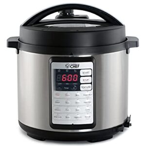 Commercial Chef Electric Pressure Cooker 6.3 Quarts, 24-Hour Preset Timer, Stainless Steel Interior with Safety Features