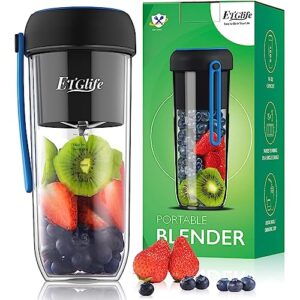 travel blender, etglife portable blender for shakes and smoothies 126w, 2h fast charge for 15 times uses, self-cleaning, with cleaning brush, small blender for travel, office, gym, school