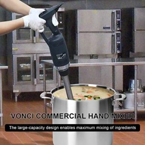 VONCI 500W Commercial Immersion Blender, 15.7" SUS 304 Removable Shaft, Heavy Duty Power Hand Mixer with Variable Speed 6000-20000RPM, Professional Electric Stick Blender for Restaurant Kitchen Use.