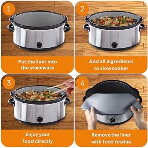 Silicone Slow Cooker Liners, Reusable Slow Cooker Liners For Crock-Pot 7-8-10 Quart Oval, Dishwasher Safe and BPA Free