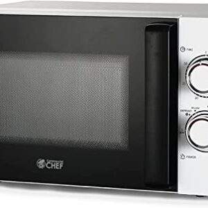 COMMERCIAL CHEF Small Microwave 0.7 Cu. Ft. Countertop Microwave with Mechanical Control, White Microwave with 6 Power Levels, Outstanding Portable Microwave with Convenient Pull Handle