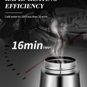 Spardar 12V Car Kettle Water Heating Cup for Car Stainless Steel Fast Water Boiler & Heater with LED Indicator Light for Water, Tea, Coffee and Milk (Black 12V)