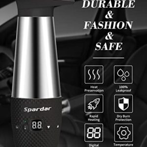 Spardar 12V Car Kettle Water Heating Cup for Car Stainless Steel Fast Water Boiler & Heater with LED Indicator Light for Water, Tea, Coffee and Milk (Black 12V)