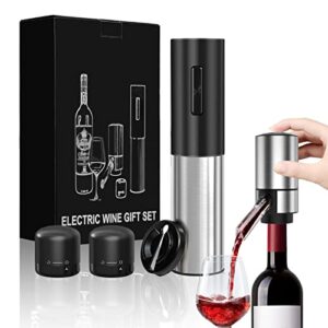 electric wine opener, wine gift set with rechargeable automatic corkscrew wine bottle opener, electric wine aerator, foil cutter, stopper