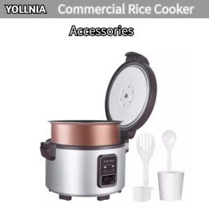 YOLLNIA Commercial Large Rice Cooker & Food warmer | 13.8QT/65 Cup cooked rice | Non-stick Inner Pot |Auto Warmer Mode |1350W Fast Cooking