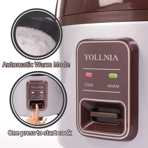 YOLLNIA Commercial Large Rice Cooker & Food warmer | 13.8QT/65 Cup cooked rice | Non-stick Inner Pot |Auto Warmer Mode |1350W Fast Cooking