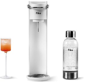 fika carbonator pro - high performance carbonator/sparkling water maker - soda maker and soda streaming machine with bpa-free carbonating bottle (luna white, co2 not included)