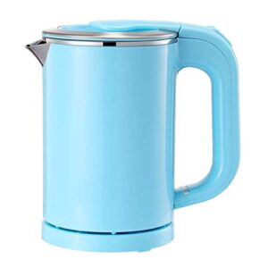 eglaf 0.5l small electric kettle - portable mini stainless steel travel kettle - water touch inner surface without plastic & cool touch outer surface (blue)
