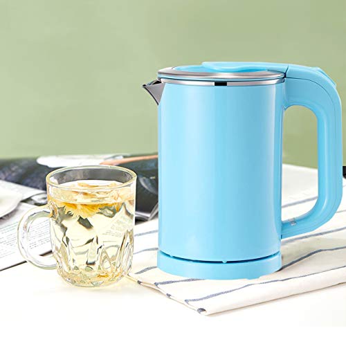 Eglaf 0.5L Small Electric Kettle - Portable Mini Stainless Steel Travel Kettle - Water Touch Inner Surface without Plastic & Cool Touch Outer Surface (Blue)