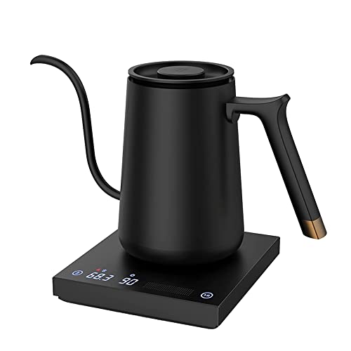 TIMEMORE Fish Electric Gooseneck Kettle, for Hand Drip Pour-Over Coffee Brewing, Precise Temp Adjust and Hold Setting, Quick Boil, Accurate Drip Stream, US 120V Version, 0.6L, Black