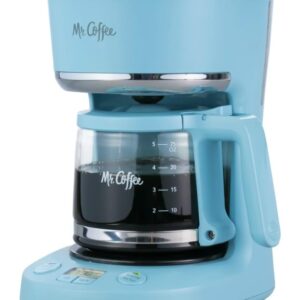 Mr. Coffee 5-Cup Digital Display Programmable Coffee Maker Mini Brew Now or Later Auto Shut Off Arctic Blue