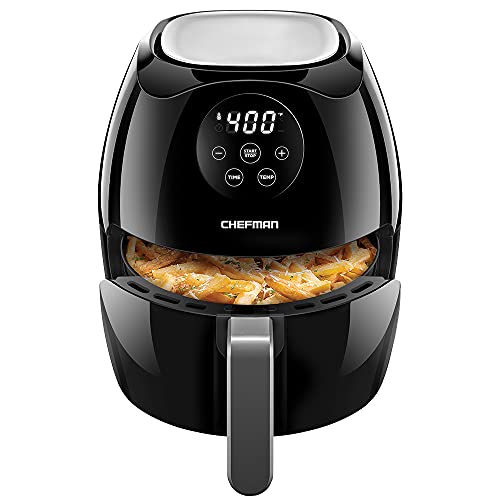 Chefman Digital 3.5 Quart Touch Screen Air Fryer Oven w/ Space Saving Flat Basket, Healthy Oil-Free Airfryer w/ 60 Minute Timer & Auto Shutoff, Dishwasher Safe Parts, BPA-Free, Black