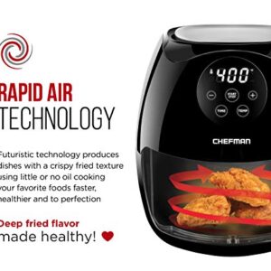 Chefman Digital 3.5 Quart Touch Screen Air Fryer Oven w/ Space Saving Flat Basket, Healthy Oil-Free Airfryer w/ 60 Minute Timer & Auto Shutoff, Dishwasher Safe Parts, BPA-Free, Black