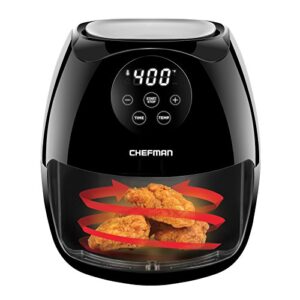 Chefman Digital 3.5 Quart Touch Screen Air Fryer Oven w/ Space Saving Flat Basket, Healthy Oil-Free Airfryer w/ 60 Minute Timer & Auto Shutoff, Dishwasher Safe Parts, BPA-Free, Black