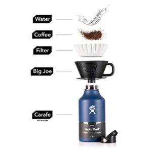 Big Joe Large Pour Over Coffee Maker w/ 50 Filters, Flat Bottom Basket Dripper for Large Batch Pour Over, Brews from 12 up to 75 Ounces, Fits Any Drinkware, Dishwasher Safe, BPA Free, Made in USA