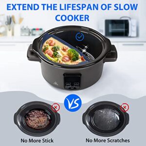 Diggtek Silicone Crockpot Liners, 3 In 1 Slow Cooker Liners Crock Pot Divider Insert Reusable & Leakproof, Compatible with 6, 7, 8 Quarts Crockpot, Hamilton Beach Slow Cooker (Blue)