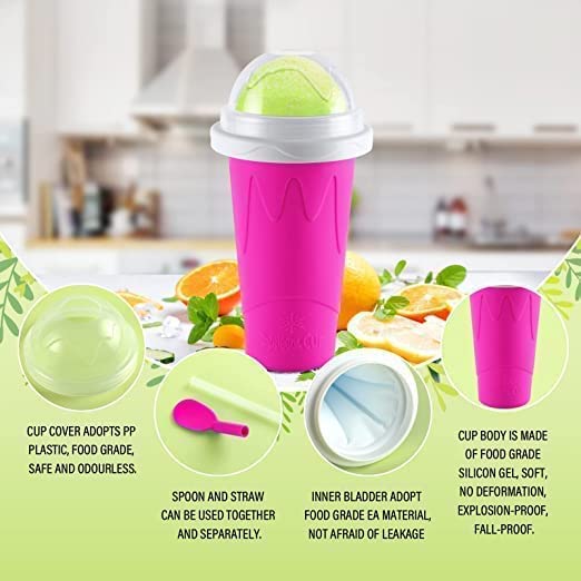 GRETA COMMERCE Slushy Maker Cup Portable and Double Layer Ice Cream Maker Slushie Magic Cup for DIY Drinks Milk Shake