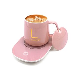 coffee mug warmer with automatic sensor switch, coffee cup warmer portable, mug warmer one-button touch，coffee warmer 122°f-131°f for heating coffee, milk, tea, (pink 3)