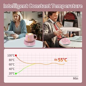 Coffee Mug Warmer with Automatic Sensor Switch, Coffee Cup Warmer Portable, Mug Warmer One-Button Touch，Coffee Warmer 122°F-131°F for Heating Coffee, Milk, Tea, (Pink 3)