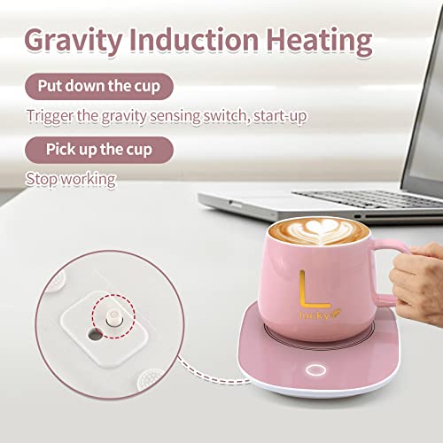 Coffee Mug Warmer with Automatic Sensor Switch, Coffee Cup Warmer Portable, Mug Warmer One-Button Touch，Coffee Warmer 122°F-131°F for Heating Coffee, Milk, Tea, (Pink 3)