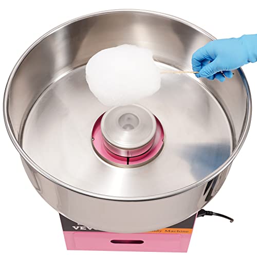 VEVOR Electric Cotton Candy Machine, 1000W Commercial Floss Maker with Stainless Steel Bowl, Sugar Scoop and Drawer, Perfect for Home, Kids Birthday, Family Party, Without Cover, Pink