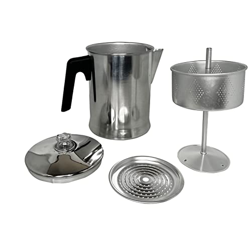 Mirro 9 cup Aluminum Coffee Percolator for indoor and outdoor, Camping Use, Silver (MIR-50021)