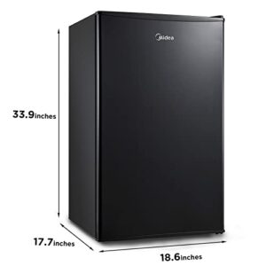 Midea WHS-121LB1 Refrigerator, 3.3 Cubic Feet, Black