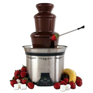 sephra elite chocolate fountain for home, whisper quiet motor, chocolate fondue fountain electric, stainless steel heated basin, quickset tier assembly, 19 inches, 4-6 lb capacity, serves 40-50
