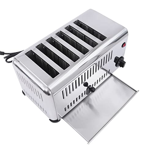 Commercial Toaster, 6 Slices Commercial Pop-Up Electric Toaster Stainless Steel Toaster Restaurant (6Slice Popup)