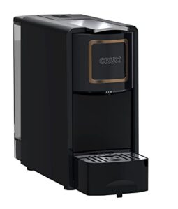 crux espresso machine for nespresso pods - programmable coffee brewer capsule compatible with large removable water tank and drip tray, black and copper