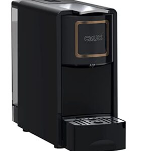 Crux Espresso Machine for Nespresso Pods - Programmable Coffee Brewer Capsule Compatible with Large Removable Water Tank and Drip Tray, Black and Copper