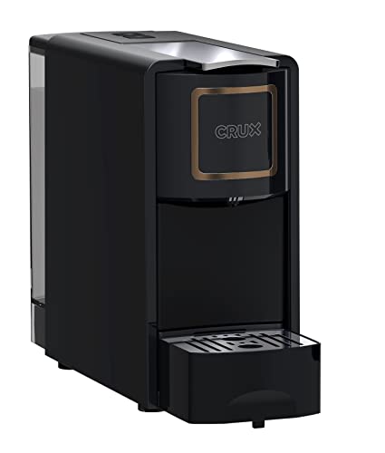 Crux Espresso Machine for Nespresso Pods - Programmable Coffee Brewer Capsule Compatible with Large Removable Water Tank and Drip Tray, Black and Copper