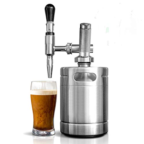 NutriChef Nitro Cold Brew Coffee Maker - Home Brew Coffee Keg, Nitrogen Coffee Machine Dispenser System w/ Pressure Relieving Valve Kit & Stout Creamer Faucet, Stainless steel - NutriChef NCNTROCB10