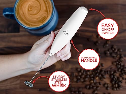 Zulay Executive Series Ultra Premium Gift Milk Frother For Coffee - Coffee Frother Handheld Foam Maker For Lattes - Electric Milk Frother Handheld For Coffee, No Stand (Deluxe White)