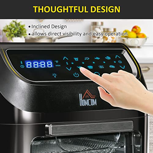 HOMCOM 12 QT Air Fry Oven, 8 In 1 Countertop Oven Combo with Air Fry, Roast, Broil, Bake and Dehydrate, 1700W with Accessories and LED Display, Black