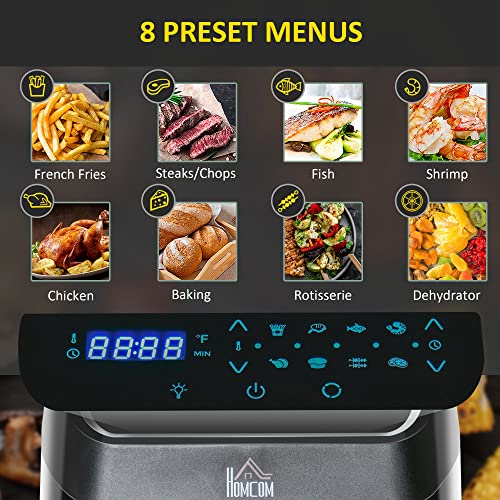 HOMCOM 12 QT Air Fry Oven, 8 In 1 Countertop Oven Combo with Air Fry, Roast, Broil, Bake and Dehydrate, 1700W with Accessories and LED Display, Black