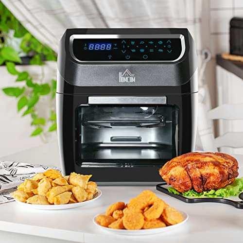 HOMCOM 12 QT Air Fry Oven, 8 In 1 Countertop Oven Combo with Air Fry, Roast, Broil, Bake and Dehydrate, 1700W with Accessories and LED Display, Black