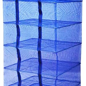 Food Dehydrator 5 Tray Hanging Drying Net / Non Electric / For Drying Herbs , Fruits , Vegetables , Fish (17.7 x 17.7 x 39.3 inches, Blue)