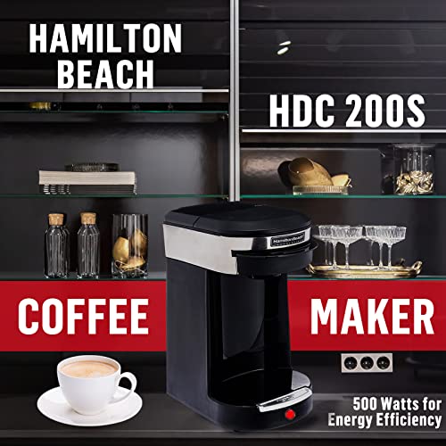 Senseo Hamilton Beach Commercial Deluxe Coffeemaker 1 Cup Coffee Brewer and 16 Coffee Pods Medium Roast Classic Coffee Bags, Black/Stainless Steel Single Hospitality 3-Minute Brew Time, HDC200S