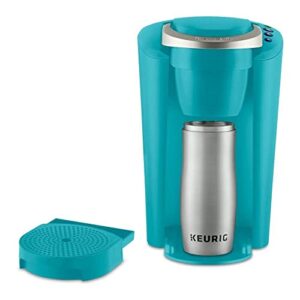 Keurig K-Compact Single-Serve K-Cup Pod Coffee Maker (Turquoise) Bundle with K-Cup Brewer Cleaning Cups (5-Cups), 12-Ounce Stainless Steel Tumbler, and 12-Count Colombian Roast (4 Items)