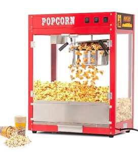 garvee commercial popcorn machine - electric extra large popcorn popper machine 8 oz kettle, popper popcorn maker for 60 cups for batch,movie theater poppers machine with 10 pack popcorn buckets