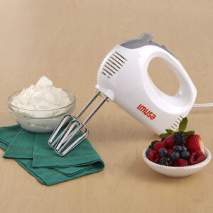 IMUSA USA Hand Mixer with Case 5-Speed ,White, Small