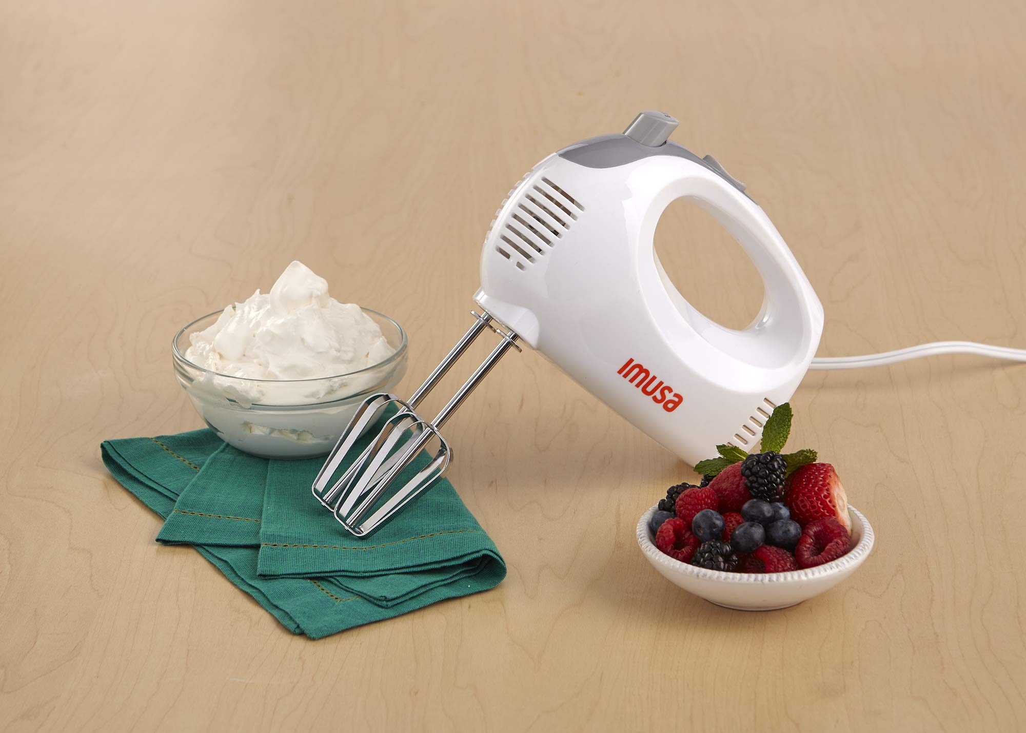 IMUSA USA Hand Mixer with Case 5-Speed ,White, Small